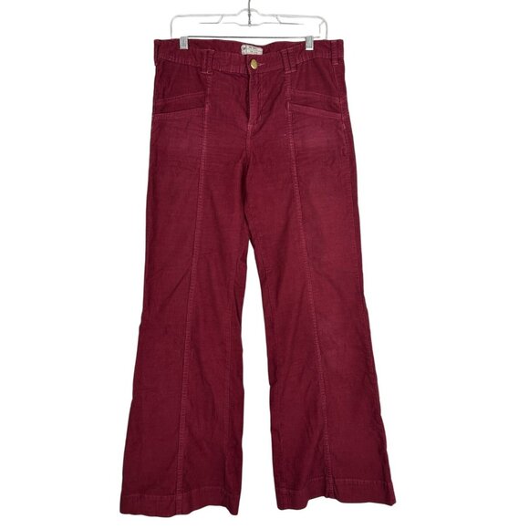 Free People Pants - We The Free by Free People Women’s Size W 31 Red Corduroy Wide Leg/Flare Pants